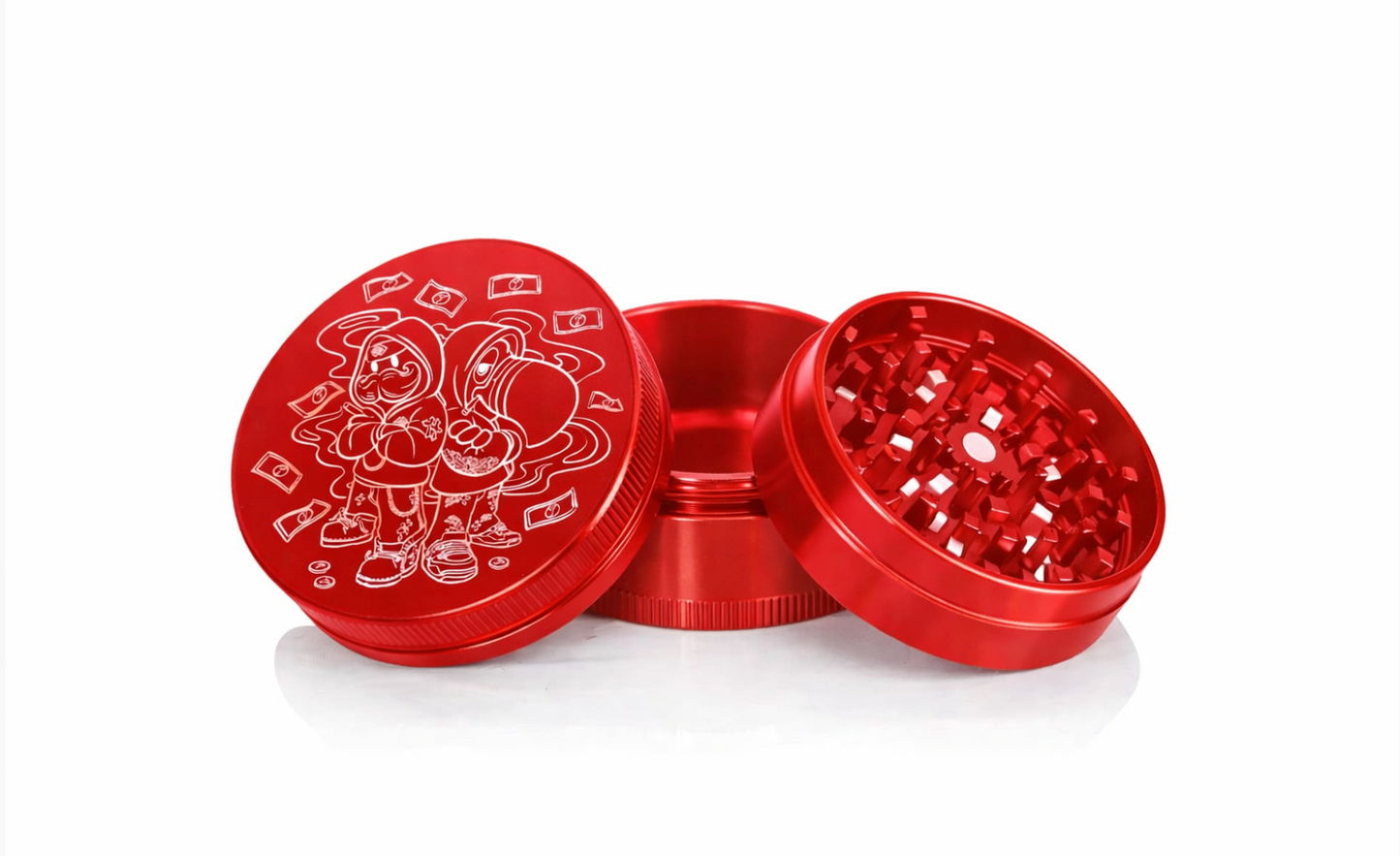 Toasty's x SCS: Aluminum 3-Piece Medium Red Grinder